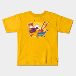 Sushi, Chopstick And Shoyu (3) Kids T-Shirt